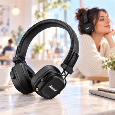 Бездротові Bluetooth-навушники Marshall Major IV з автономністю понад 80 годин і заряджанням Qi, чорні