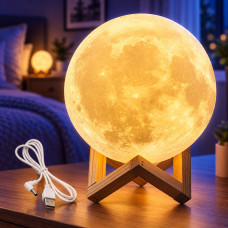 Настільний світильник Magic 3D Moon Light нічник Місяць 15 см сенсорний 2 режими світла USB з підставкою