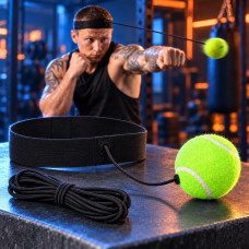 Тренажер для боксу FIGHT BALL на гумці з м'ячем для тренування реакції координації та точності ударів